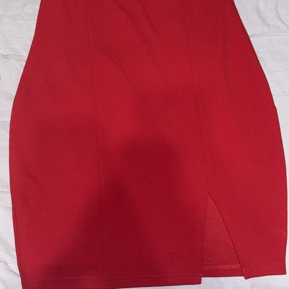 NWT Cherry Red Dress with Slit On Front and Zipper Back - Picture 3 of 5
